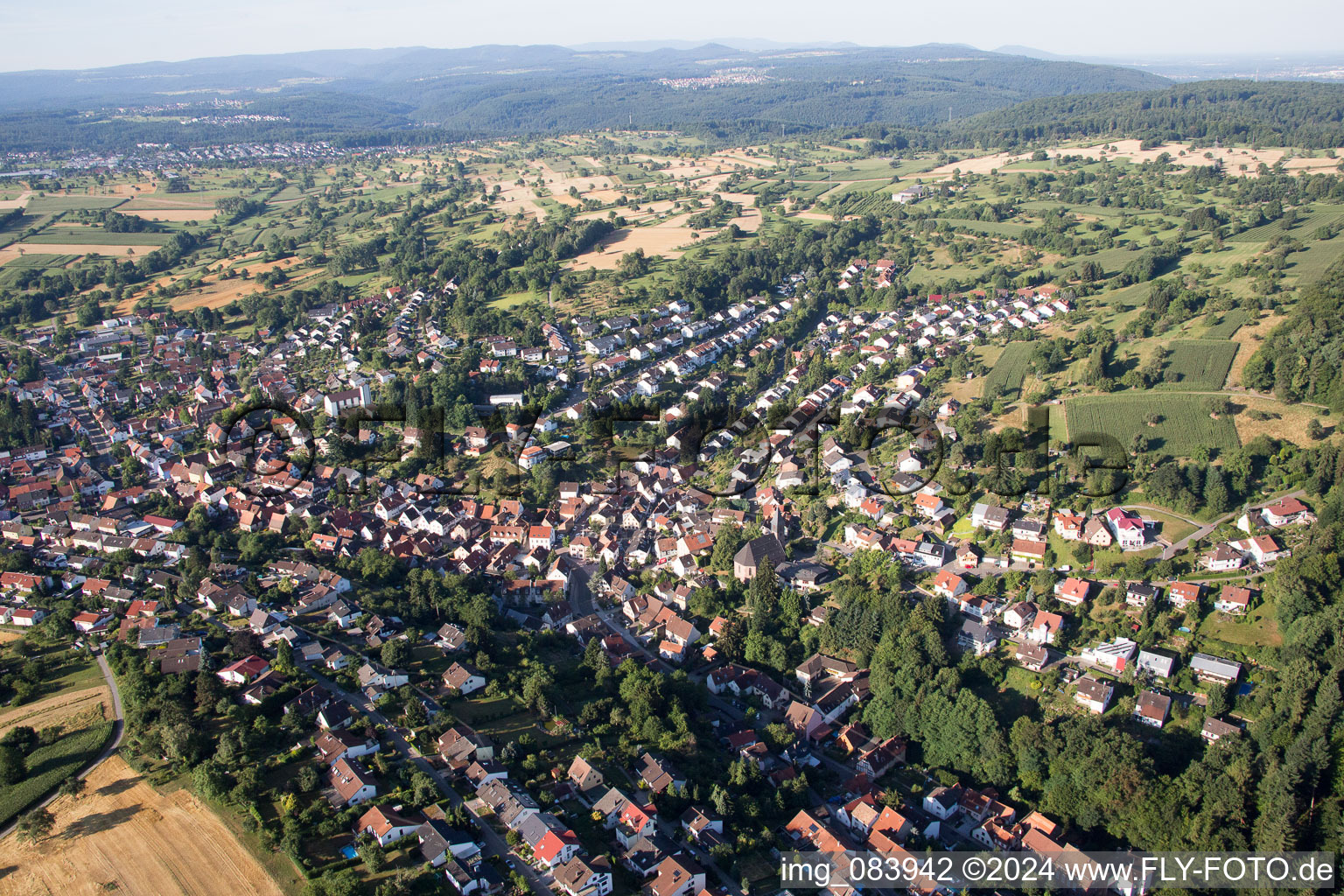 Town View of the streets and houses of the residential areas in the district Gruenwettersbach in Karlsruhe in the state Baden-Wurttemberg, Germany