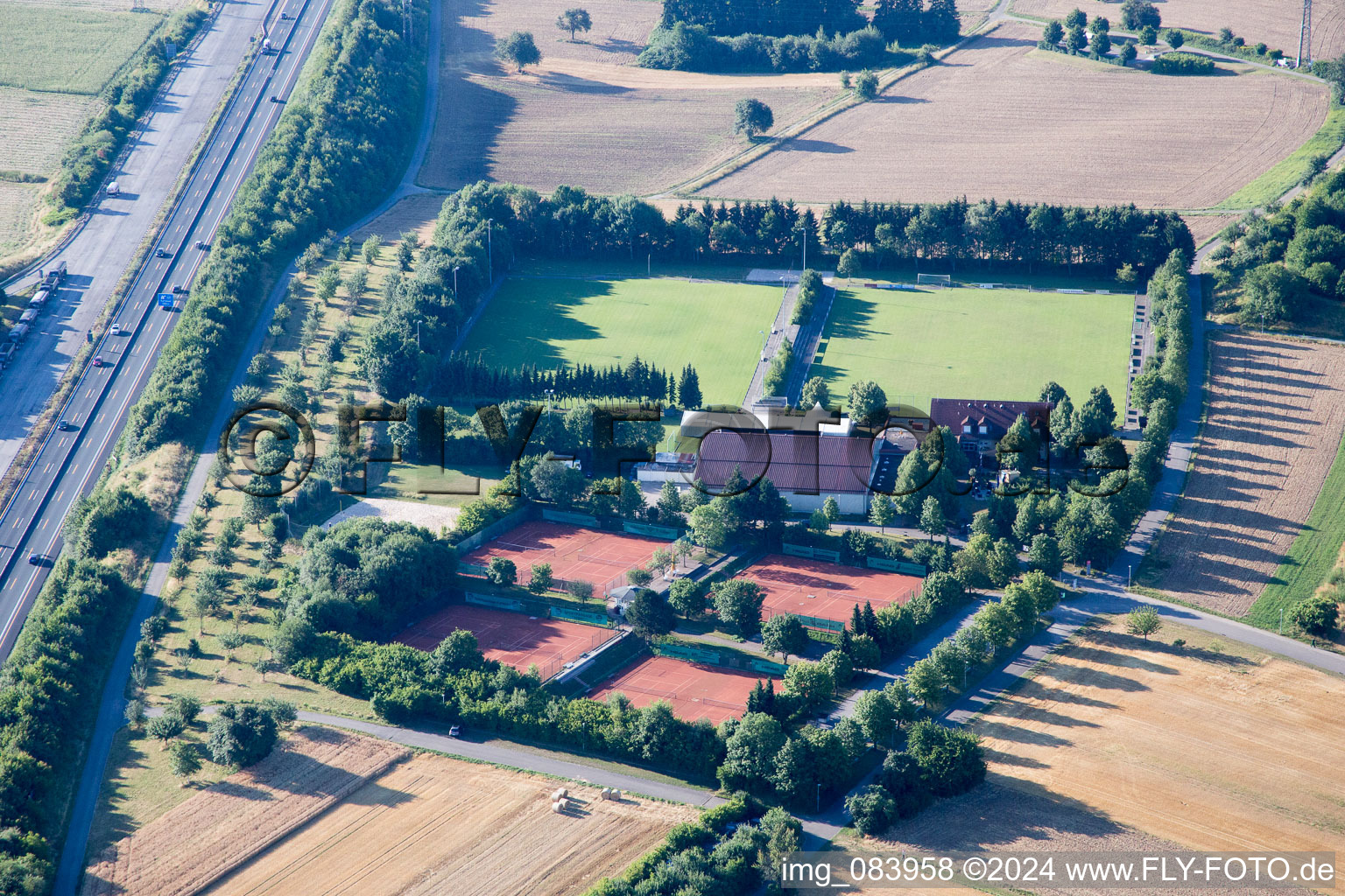 District Hohenwettersbach in Karlsruhe in the state Baden-Wuerttemberg, Germany from above