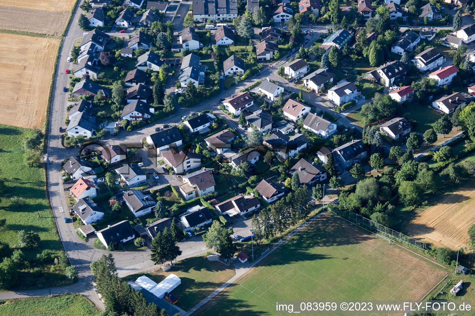 District Hohenwettersbach in Karlsruhe in the state Baden-Wuerttemberg, Germany out of the air