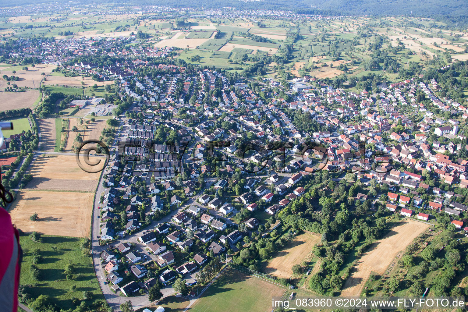 District Grünwettersbach in Karlsruhe in the state Baden-Wuerttemberg, Germany viewn from the air