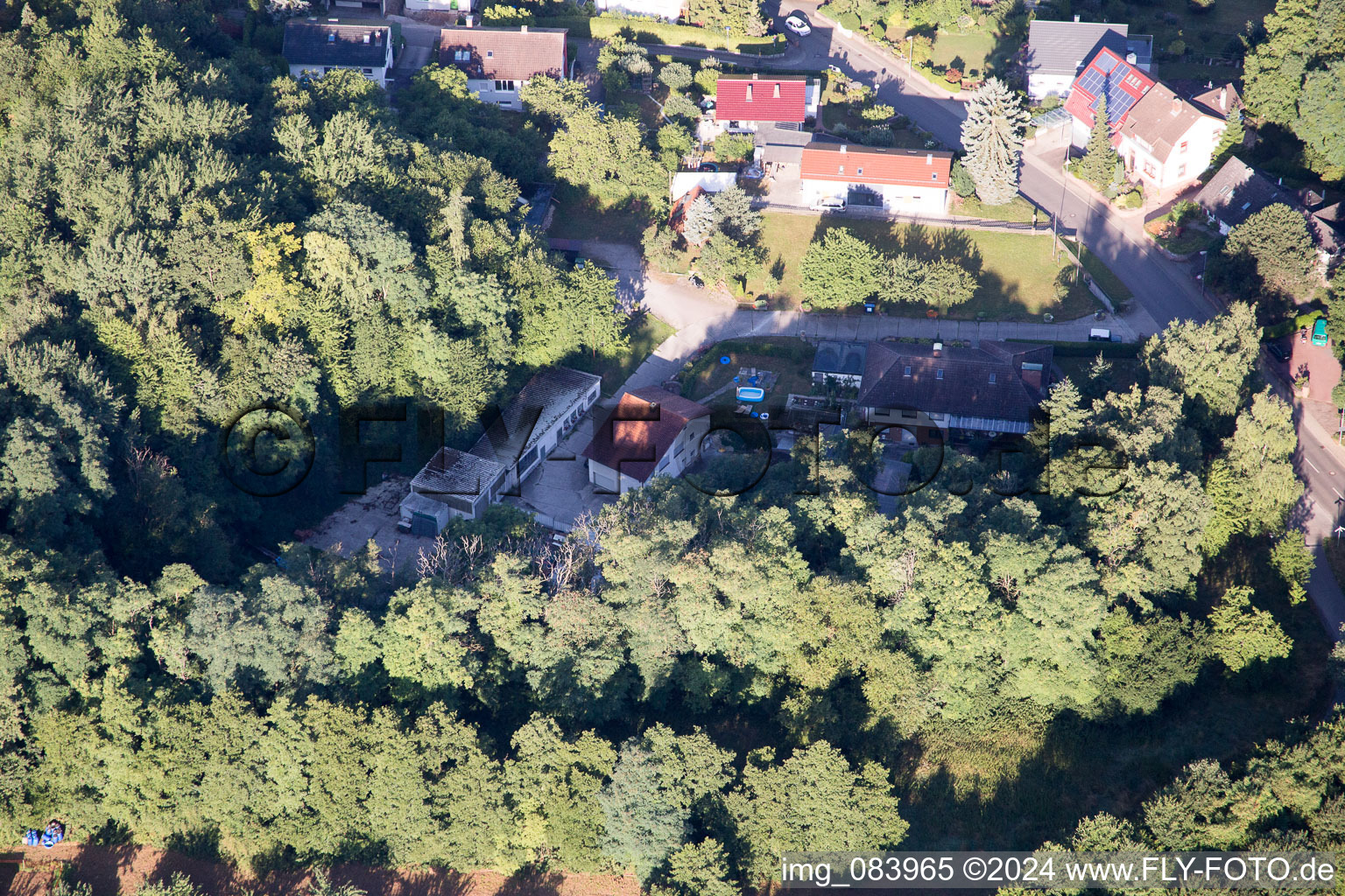 Aerial photograpy of Hohenwettersbacherstraße 38 , "open youth workshop Karlsruhe" at the quarry in the district Grünwettersbach in Karlsruhe in the state Baden-Wuerttemberg, Germany