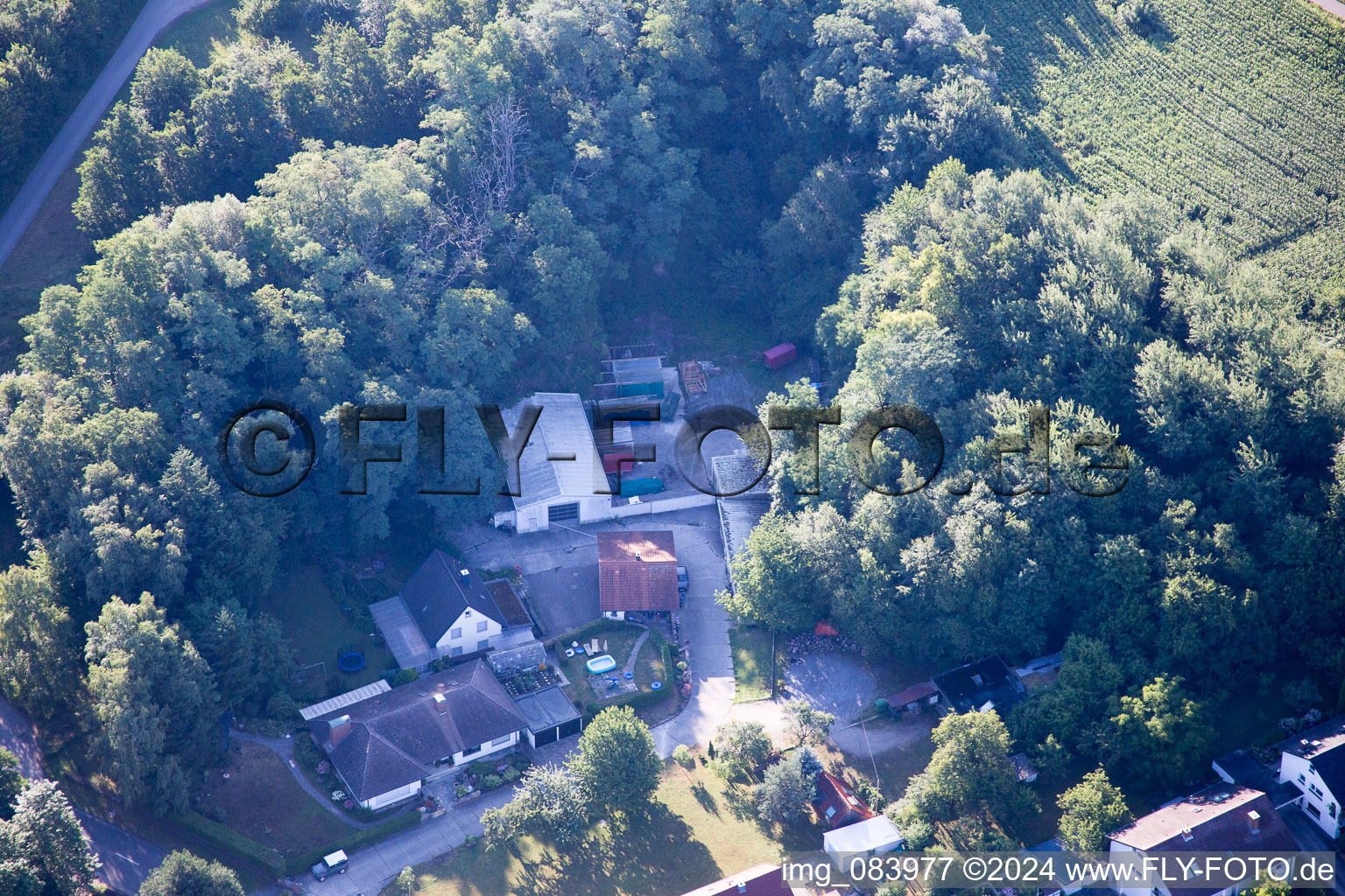 Drone image of District Grünwettersbach in Karlsruhe in the state Baden-Wuerttemberg, Germany