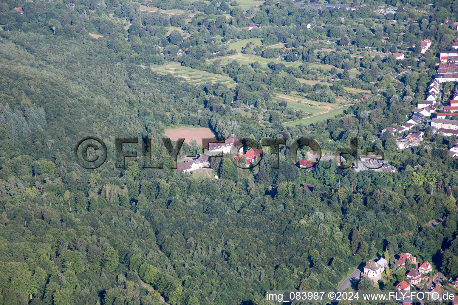 Aerial view of St. Augustinusheim in Ettlingen in the state Baden-Wuerttemberg, Germany