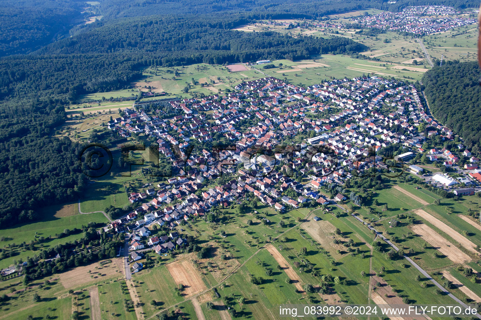 Aerial view of District Spessart in Ettlingen in the state Baden-Wuerttemberg, Germany