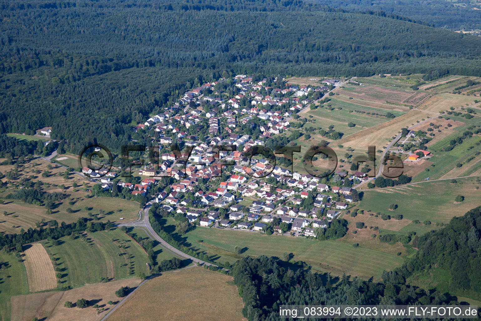 Aerial view of District Schluttenbach in Ettlingen in the state Baden-Wuerttemberg, Germany
