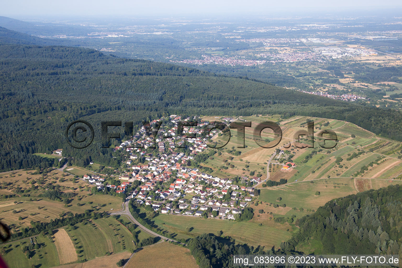 Aerial photograpy of District Schluttenbach in Ettlingen in the state Baden-Wuerttemberg, Germany