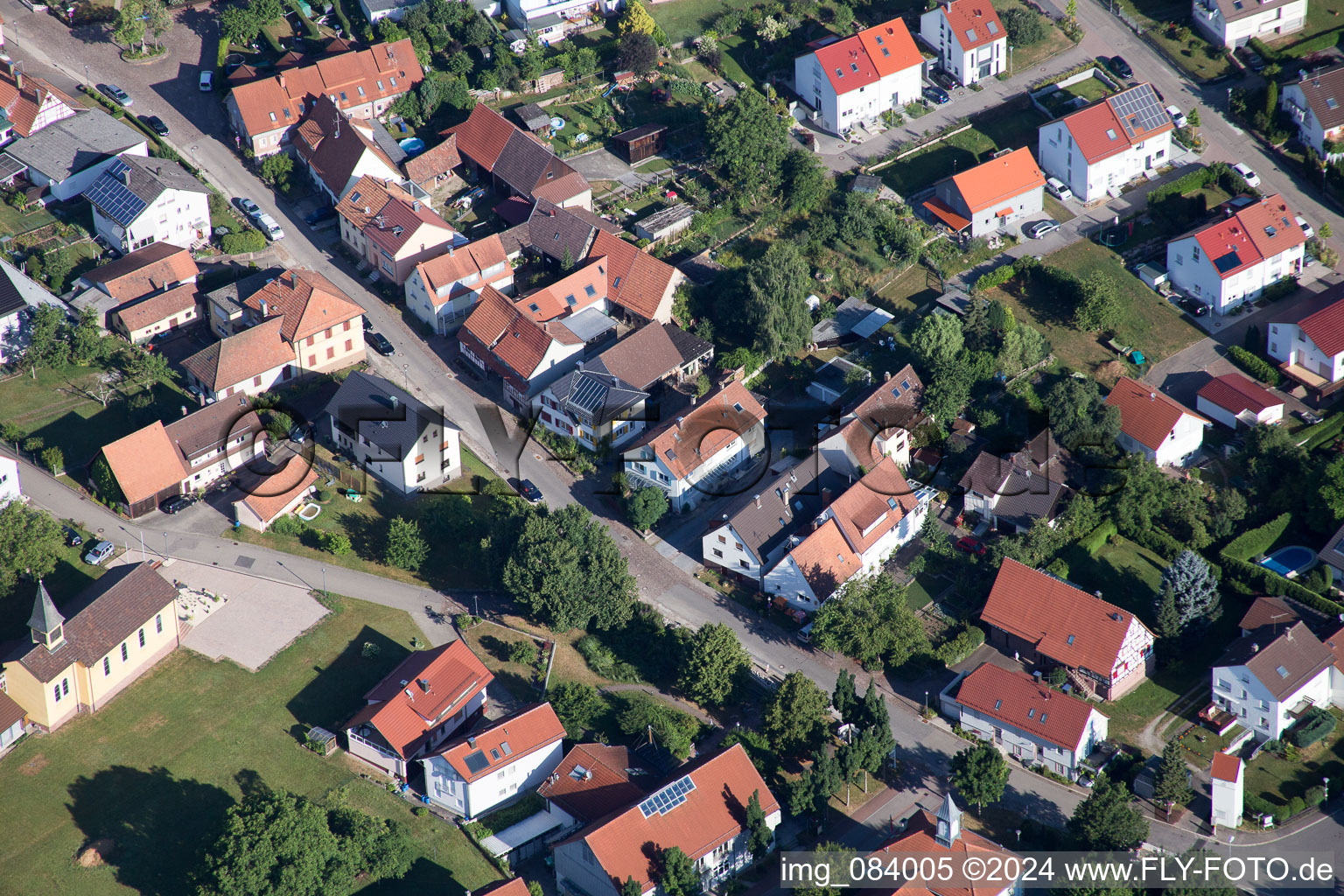 District Schöllbronn in Ettlingen in the state Baden-Wuerttemberg, Germany seen from above