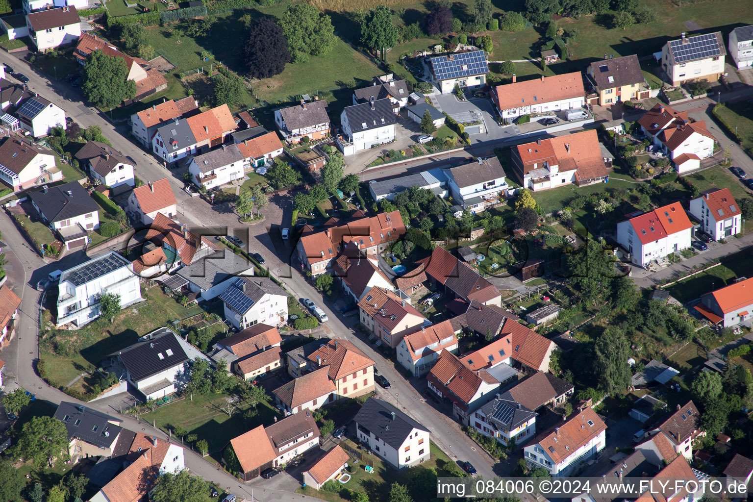 District Schöllbronn in Ettlingen in the state Baden-Wuerttemberg, Germany from the plane