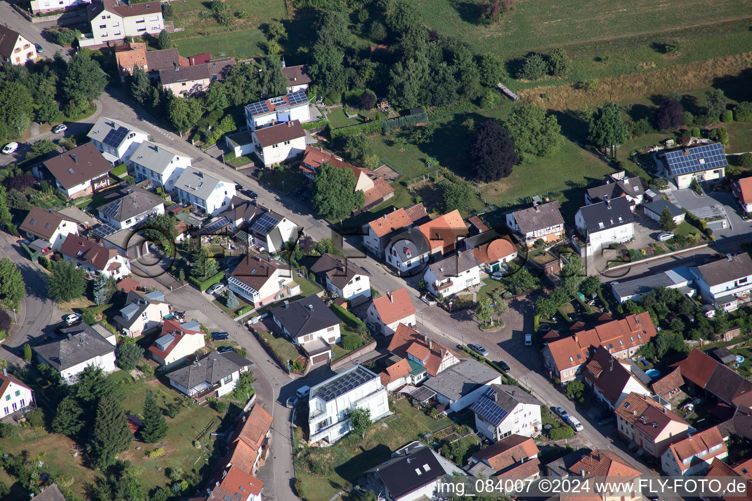 Bird's eye view of District Schöllbronn in Ettlingen in the state Baden-Wuerttemberg, Germany