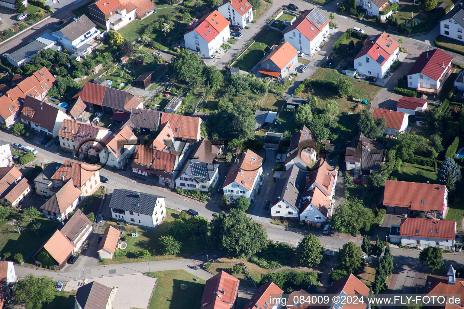 Drone recording of District Schöllbronn in Ettlingen in the state Baden-Wuerttemberg, Germany