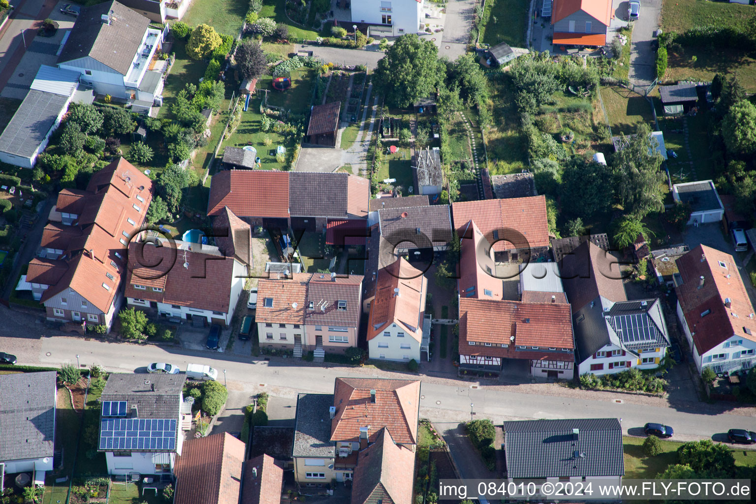 District Schluttenbach in Ettlingen in the state Baden-Wuerttemberg, Germany out of the air