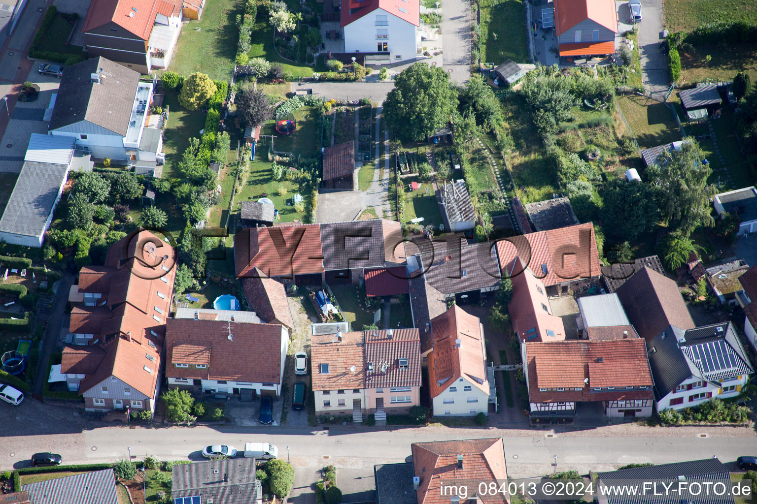 Bird's eye view of District Schluttenbach in Ettlingen in the state Baden-Wuerttemberg, Germany