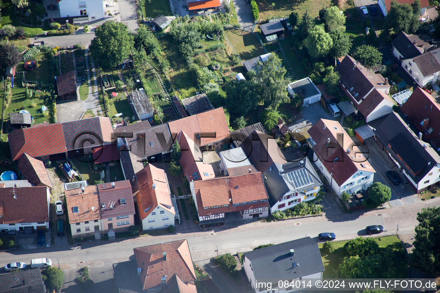 District Schluttenbach in Ettlingen in the state Baden-Wuerttemberg, Germany viewn from the air