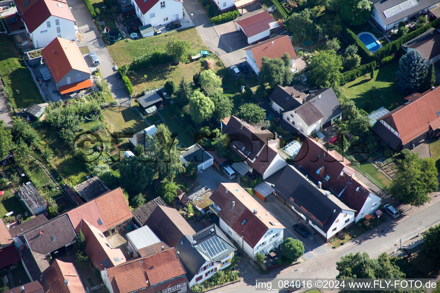 Drone image of District Schluttenbach in Ettlingen in the state Baden-Wuerttemberg, Germany