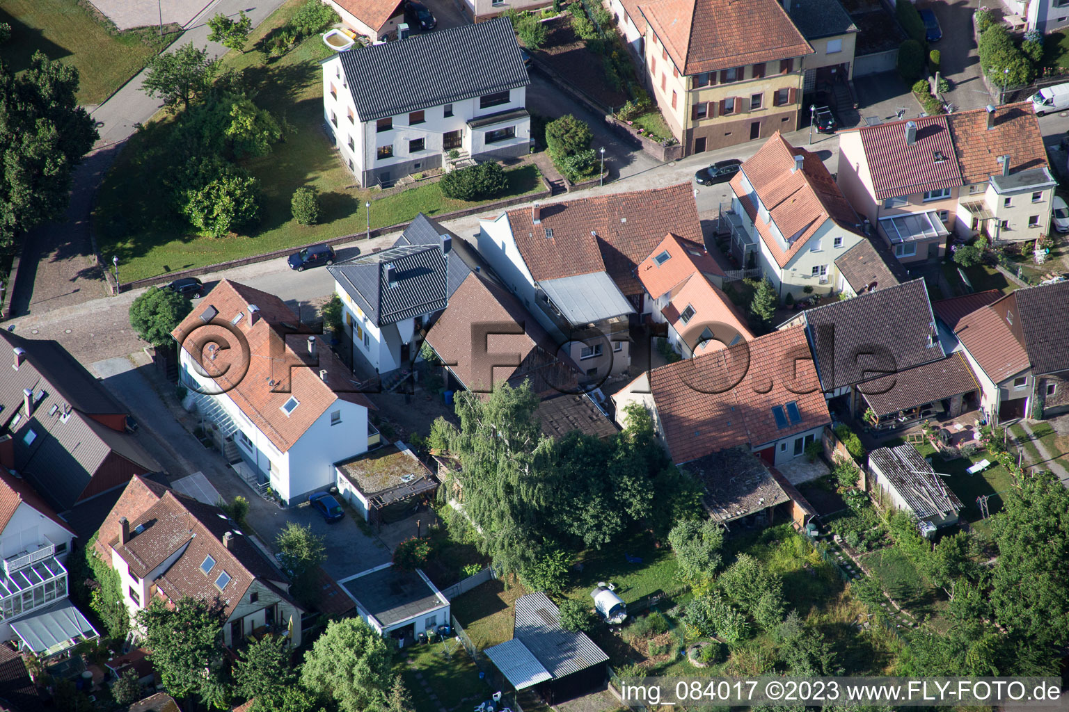 District Schluttenbach in Ettlingen in the state Baden-Wuerttemberg, Germany from the drone perspective