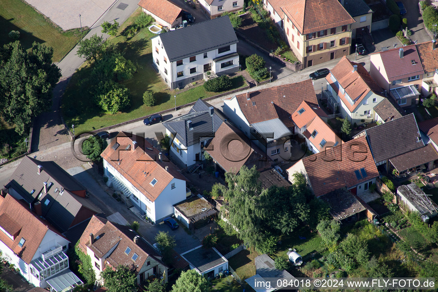 District Schluttenbach in Ettlingen in the state Baden-Wuerttemberg, Germany from a drone