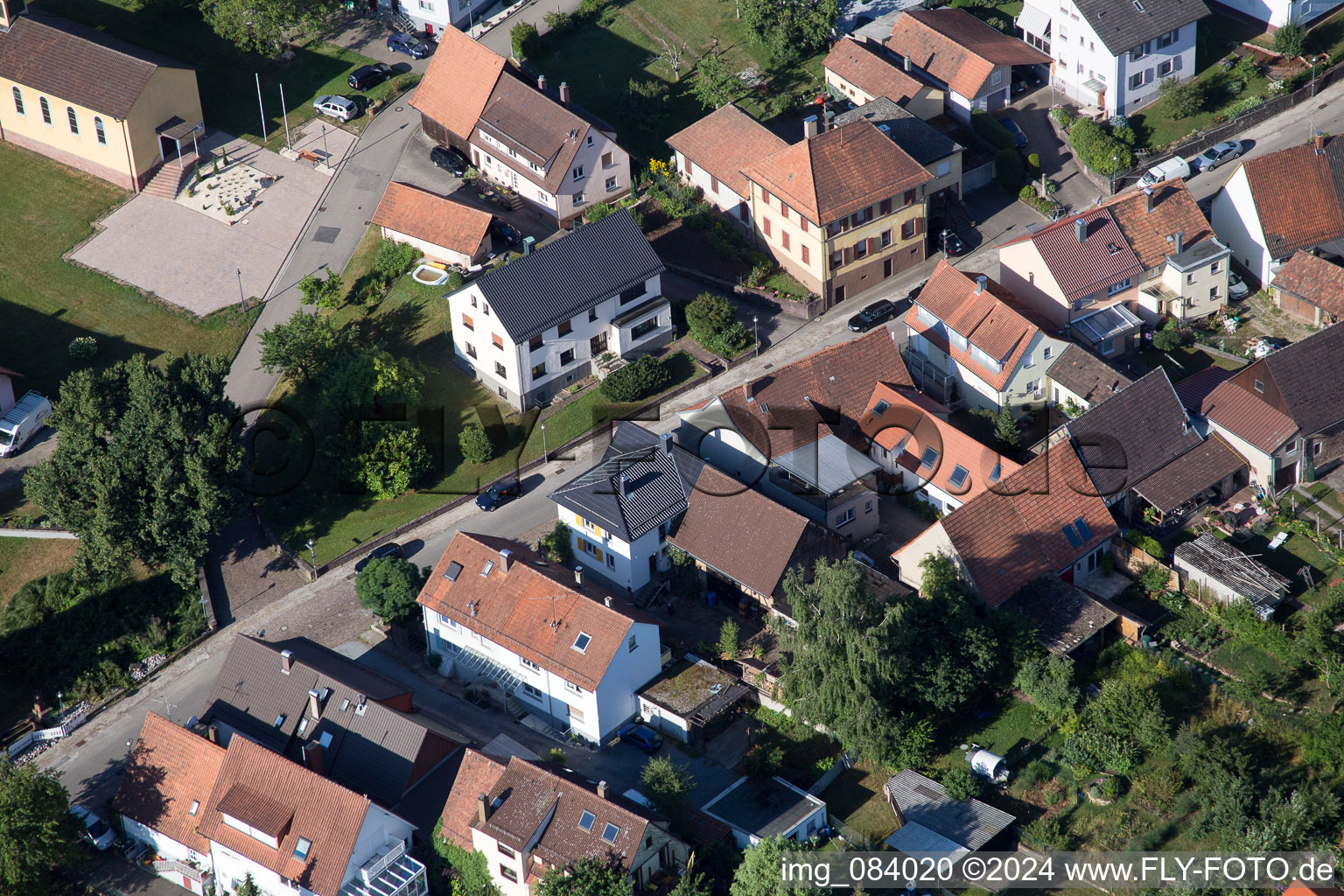 Aerial view of District Schluttenbach in Ettlingen in the state Baden-Wuerttemberg, Germany