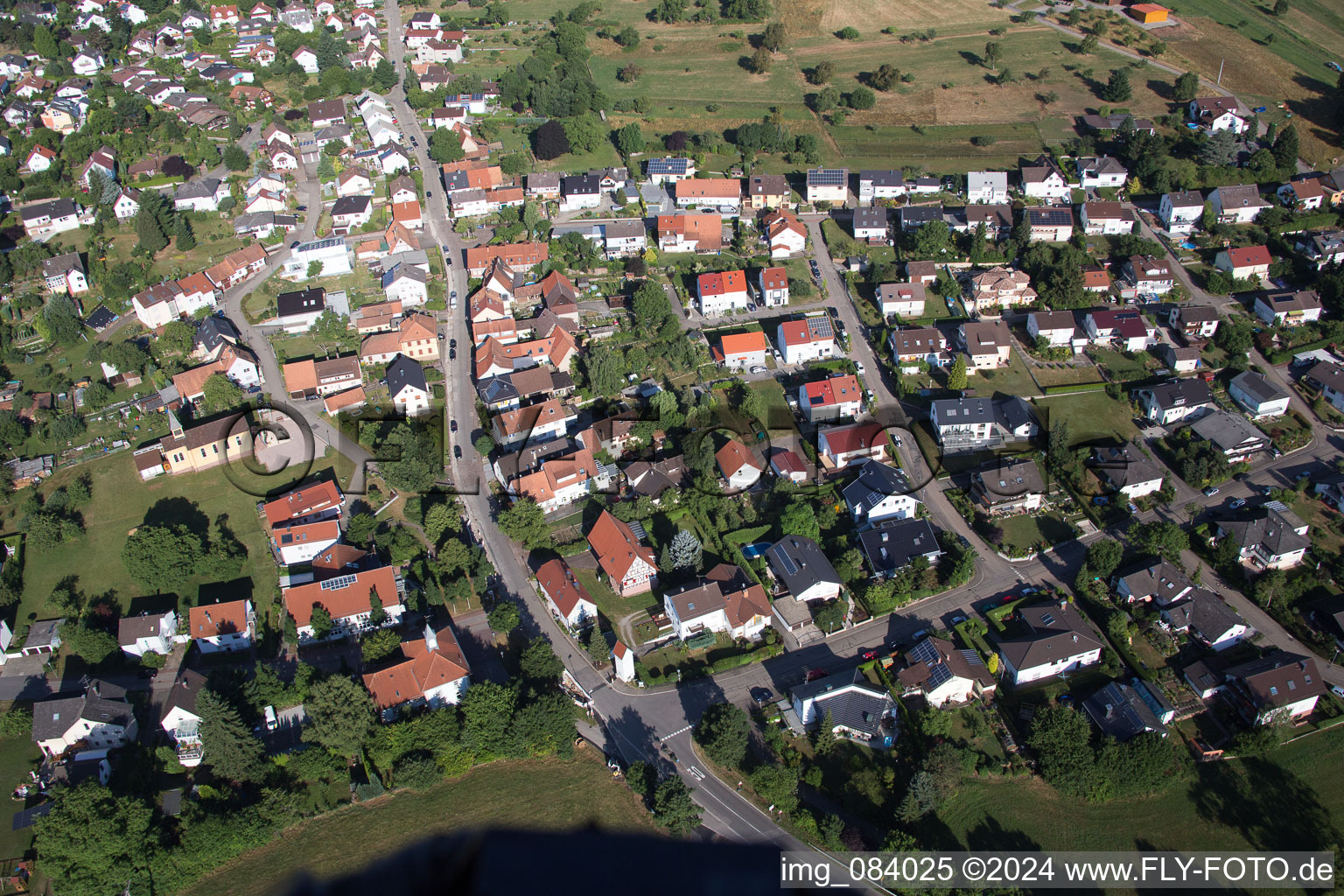 District Schluttenbach in Ettlingen in the state Baden-Wuerttemberg, Germany out of the air