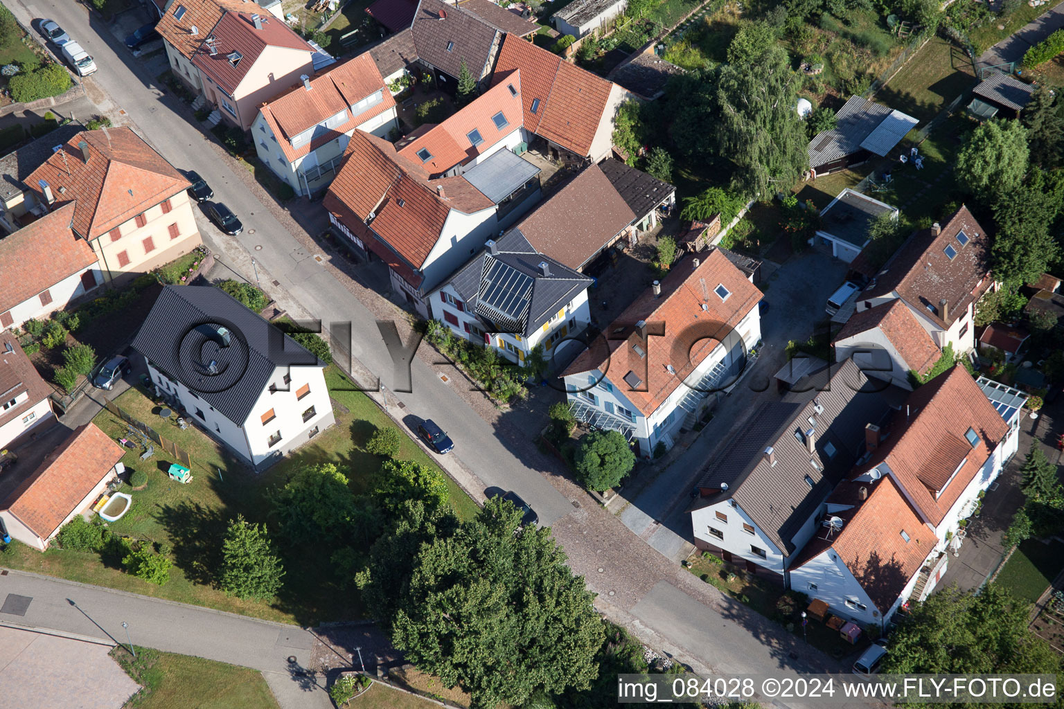 Bird's eye view of District Schluttenbach in Ettlingen in the state Baden-Wuerttemberg, Germany