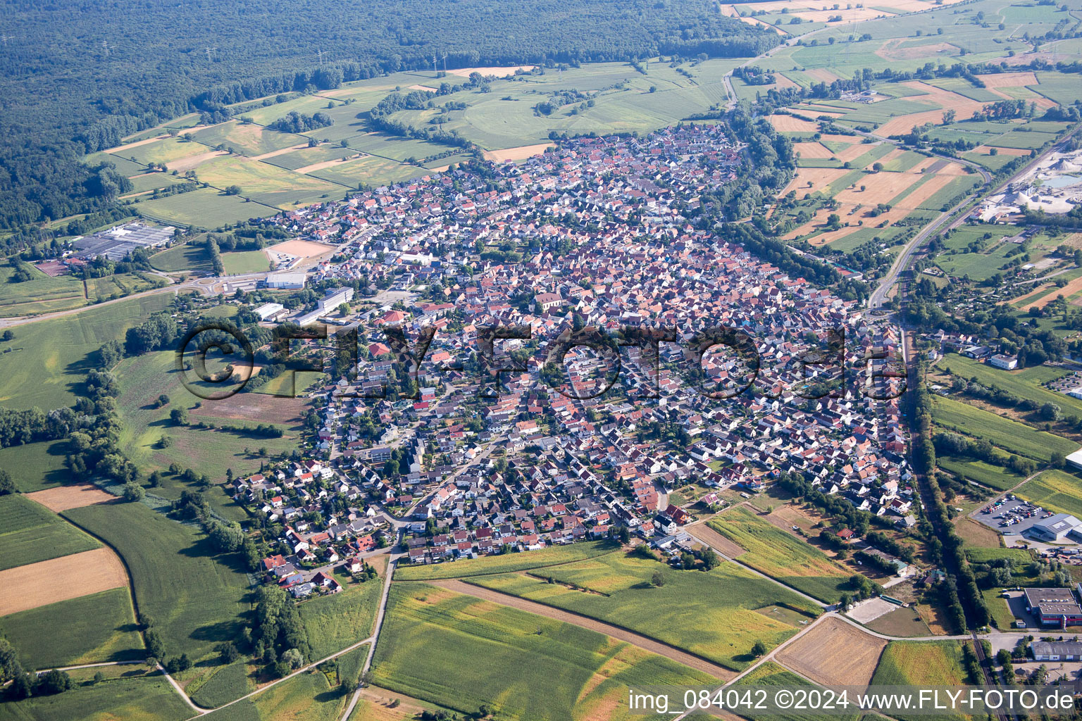 Hagenbach in the state Rhineland-Palatinate, Germany from the drone perspective