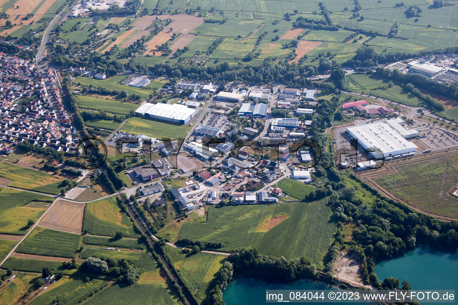 Aerial view of Industrial area in Hagenbach in the state Rhineland-Palatinate, Germany