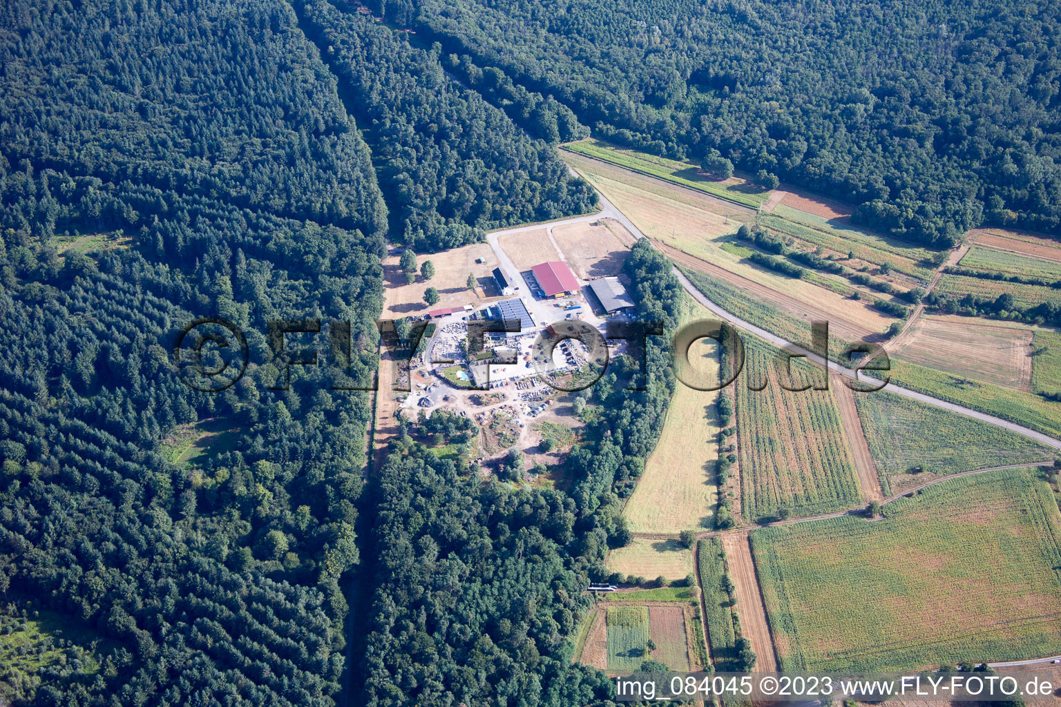 Palatinum landscape and garden design in Hagenbach in the state Rhineland-Palatinate, Germany from above