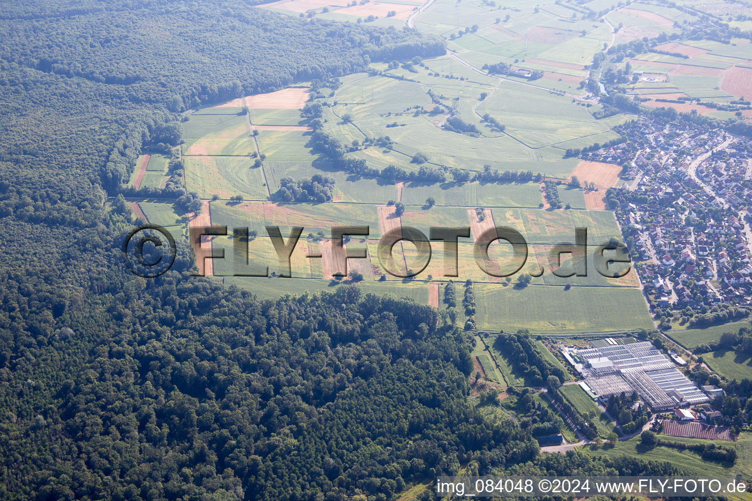 Hagenbach in the state Rhineland-Palatinate, Germany from a drone