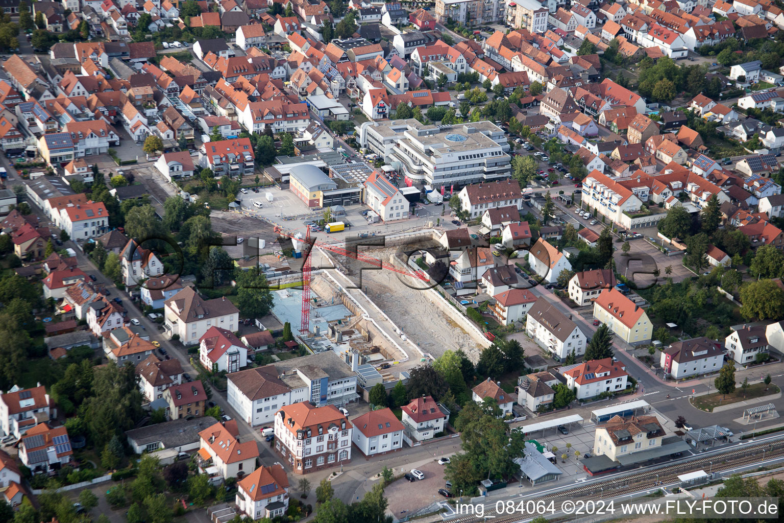 Aerial photograpy of In the city center" New building of RiBa GmbH between Bismarck- and Gartenstr in Kandel in the state Rhineland-Palatinate, Germany