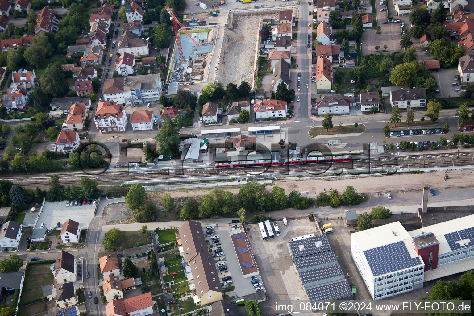 Aerial view of New development area "In the city centre" between Bismarck- and Gartenstr in Kandel in the state Rhineland-Palatinate, Germany