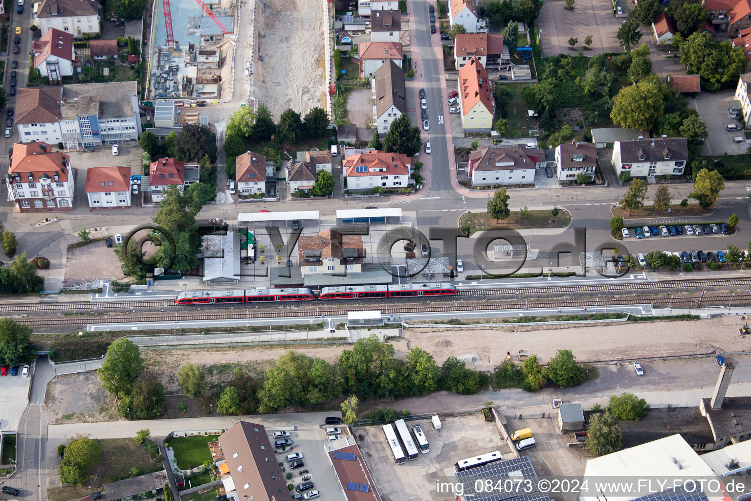 Aerial photograpy of New development area "In the city centre" between Bismarck- and Gartenstr in Kandel in the state Rhineland-Palatinate, Germany