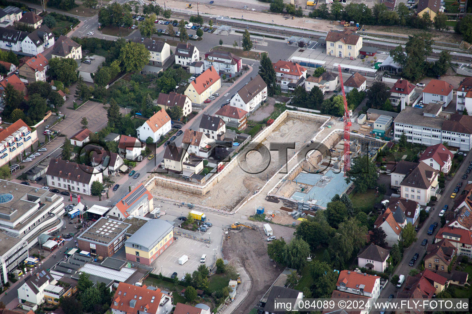 Aerial view of Construction site for City Quarters Building 'Im Stadtkern' in Kandel in the state Rhineland-Palatinate, Germany
