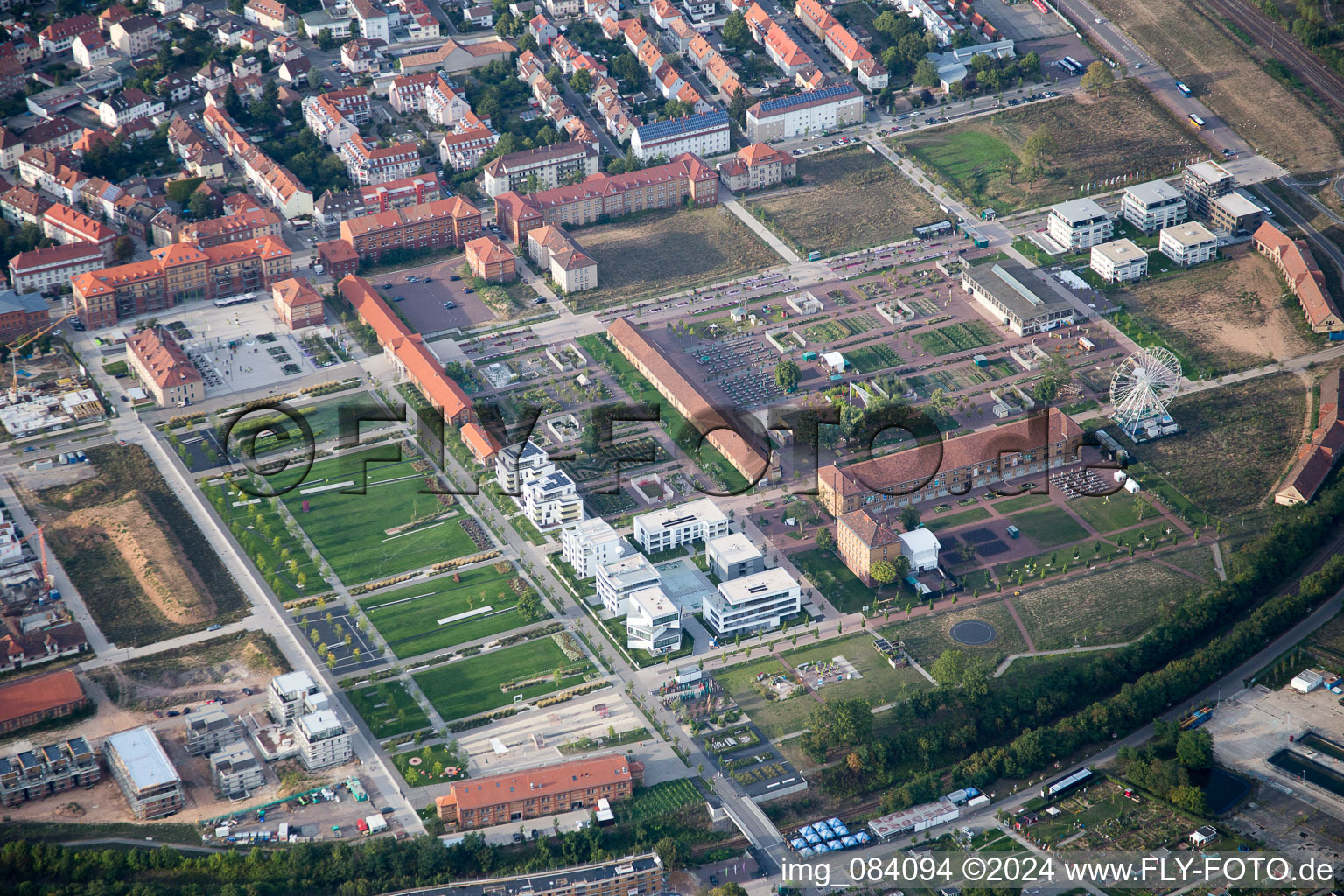 State Garden Show 2015 in Landau in der Pfalz in the state Rhineland-Palatinate, Germany seen from above