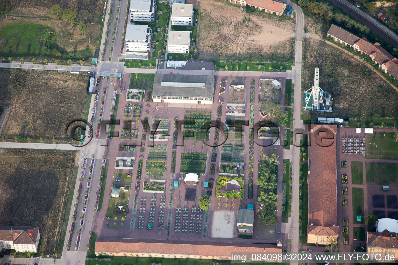 Bird's eye view of State Garden Show 2015 in Landau in der Pfalz in the state Rhineland-Palatinate, Germany