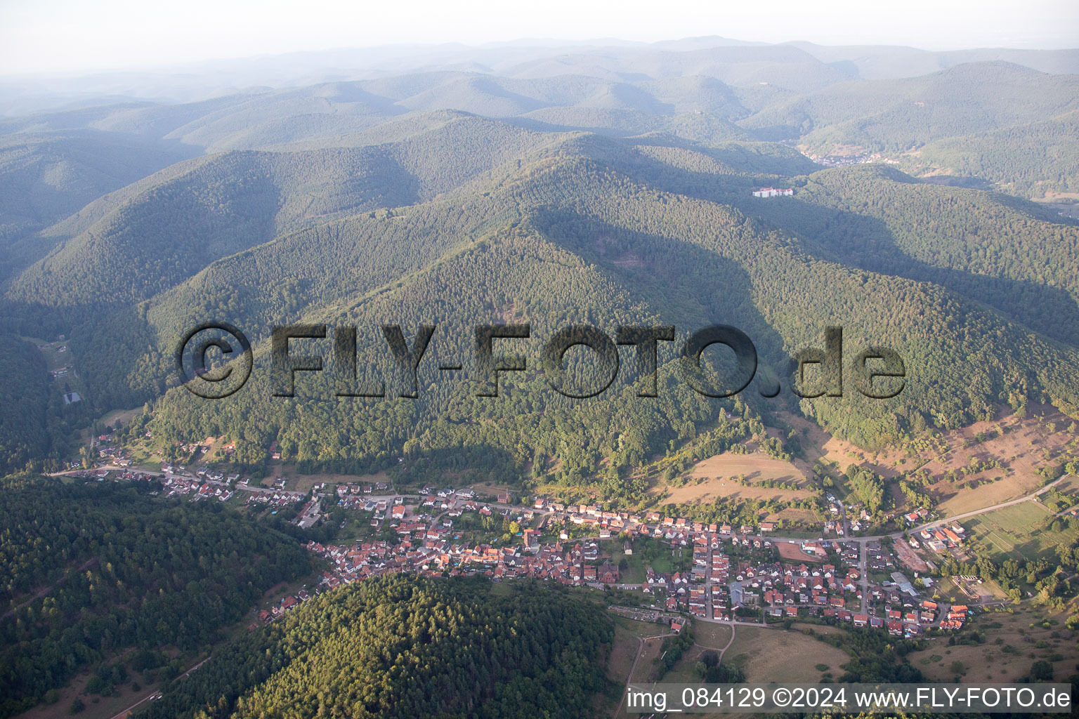 Aerial view of Eußerthal in the state Rhineland-Palatinate, Germany