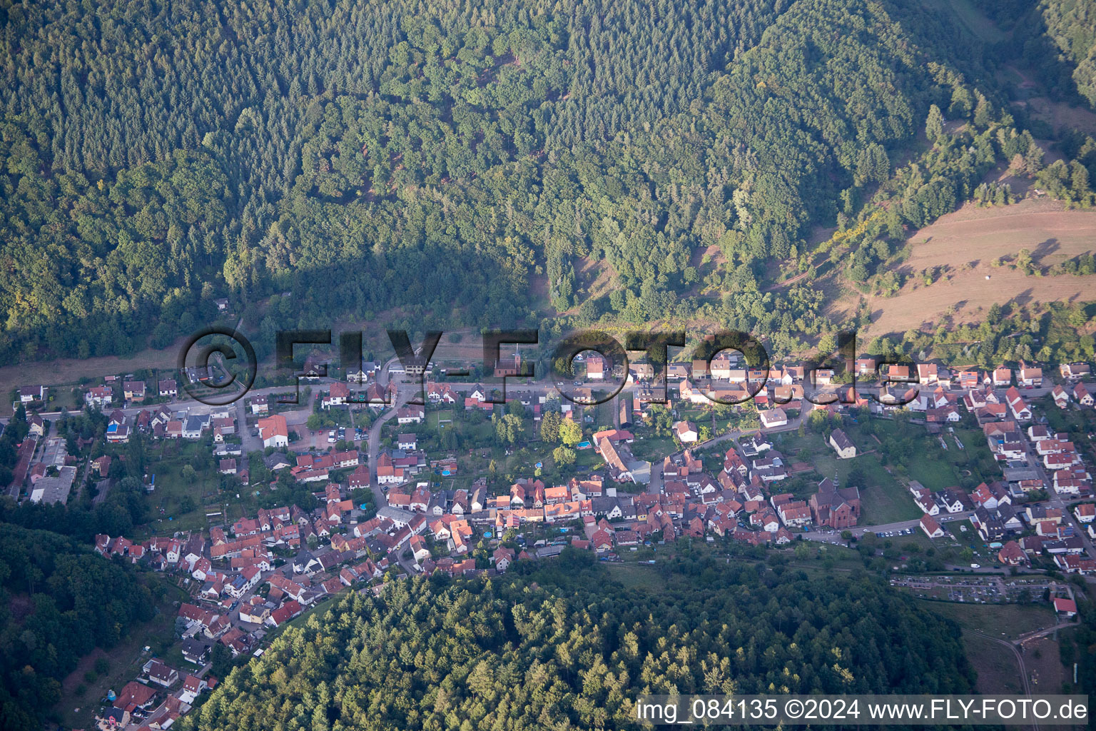 Eußerthal in the state Rhineland-Palatinate, Germany from the plane