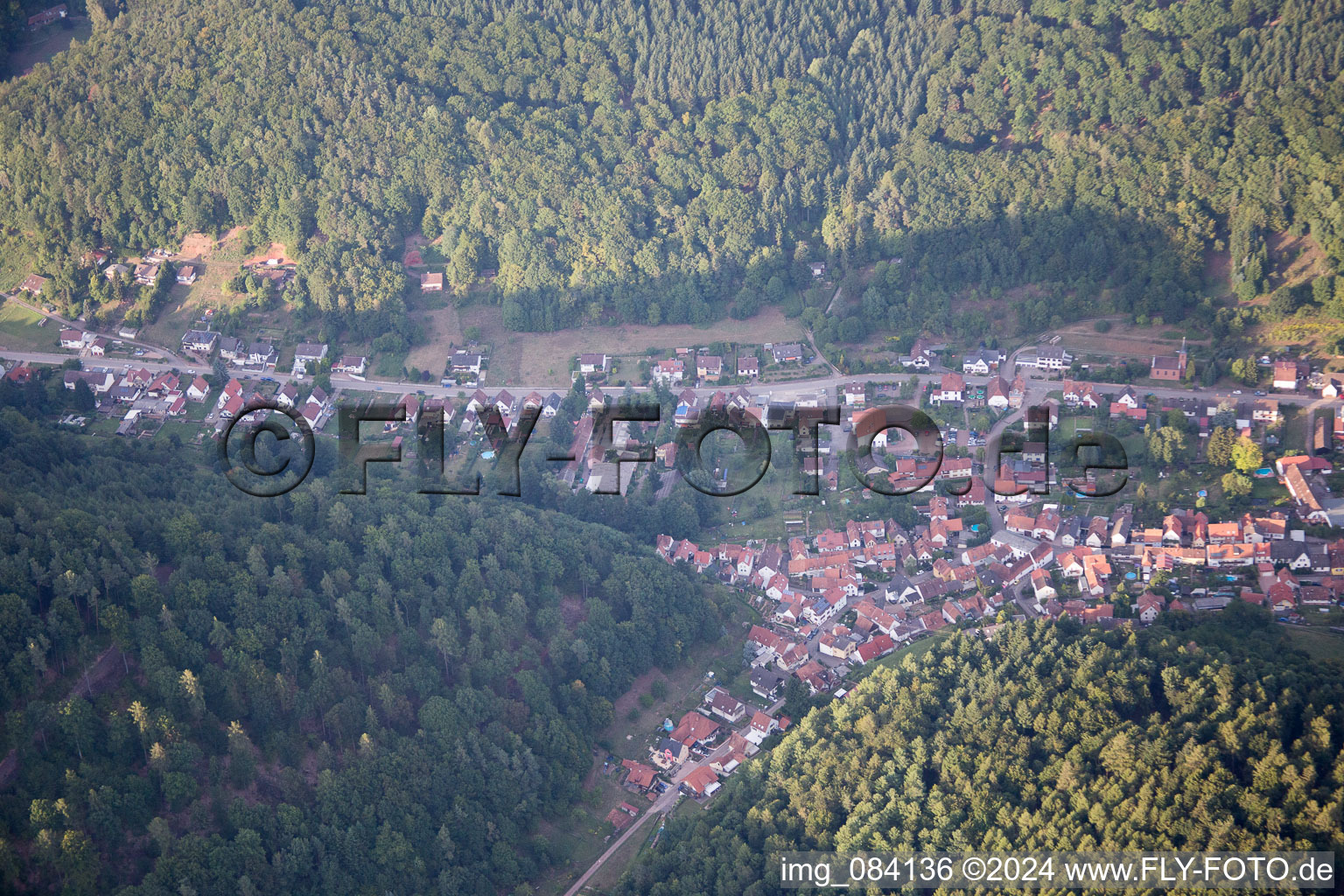 Bird's eye view of Eußerthal in the state Rhineland-Palatinate, Germany