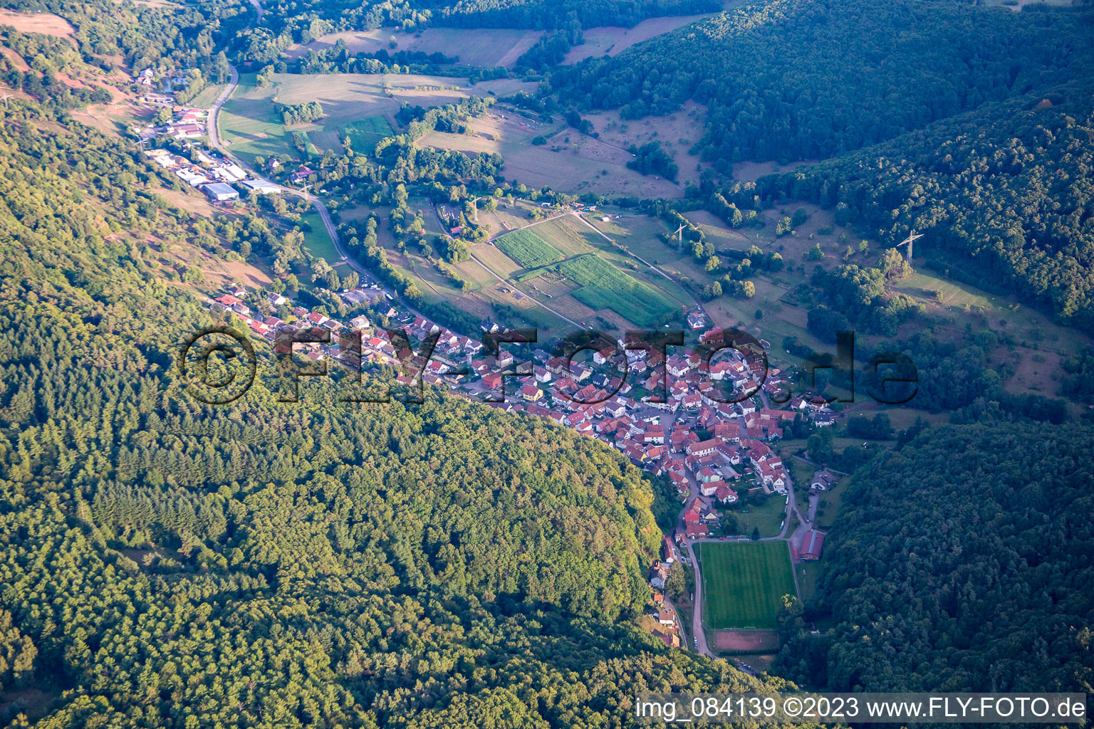 Drone recording of Eußerthal in the state Rhineland-Palatinate, Germany