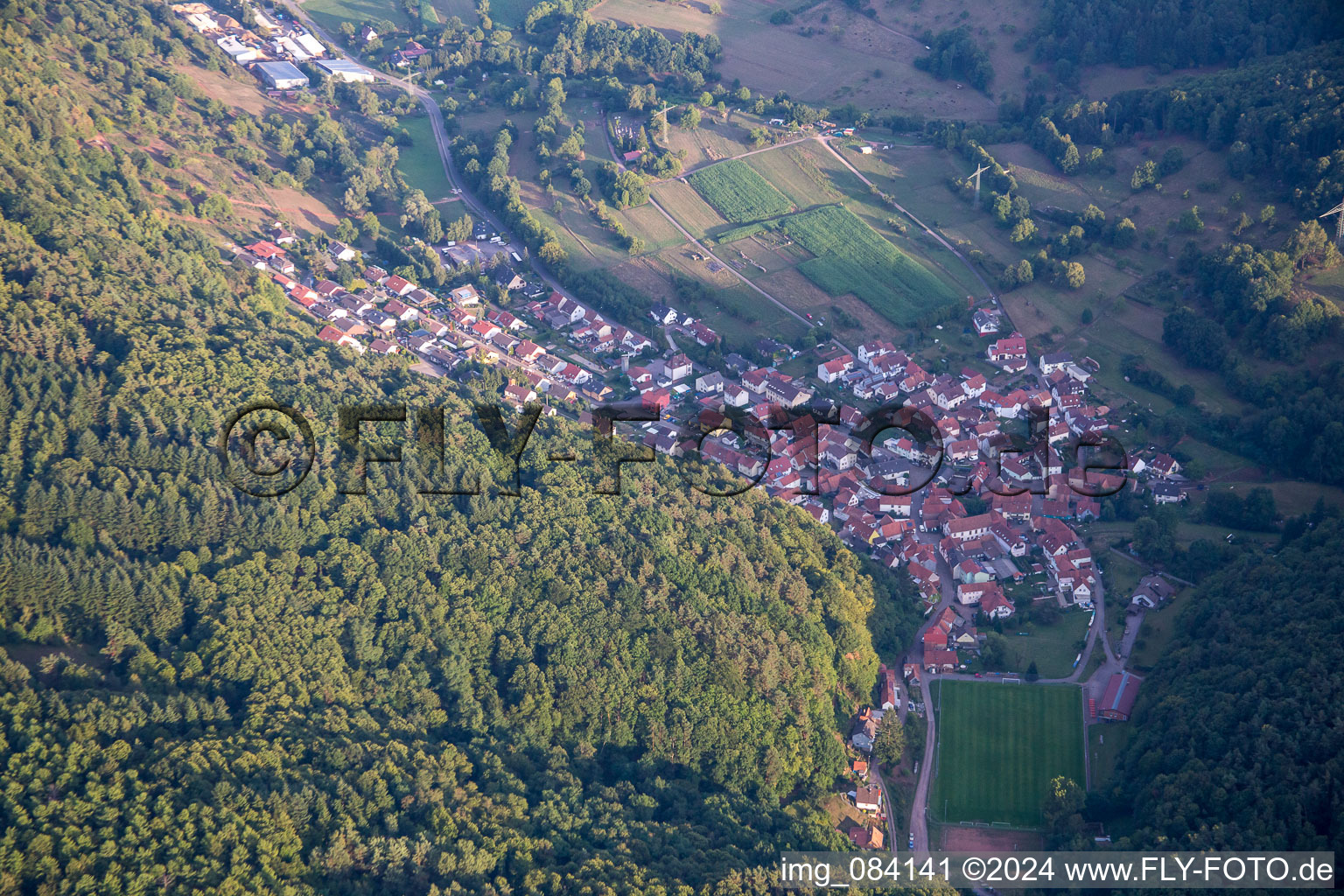 Aerial view of District Gräfenhausen in Annweiler am Trifels in the state Rhineland-Palatinate, Germany