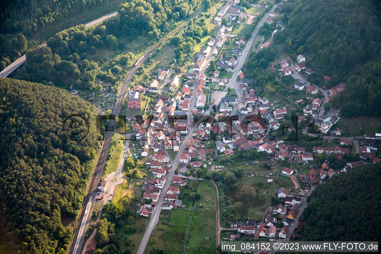Aerial view of Wilgartswiesen in the state Rhineland-Palatinate, Germany