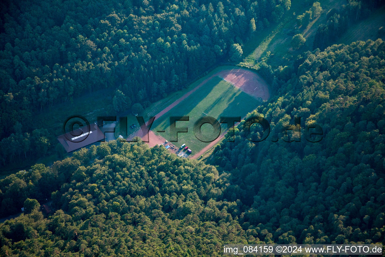 Oblique view of Wilgartswiesen in the state Rhineland-Palatinate, Germany