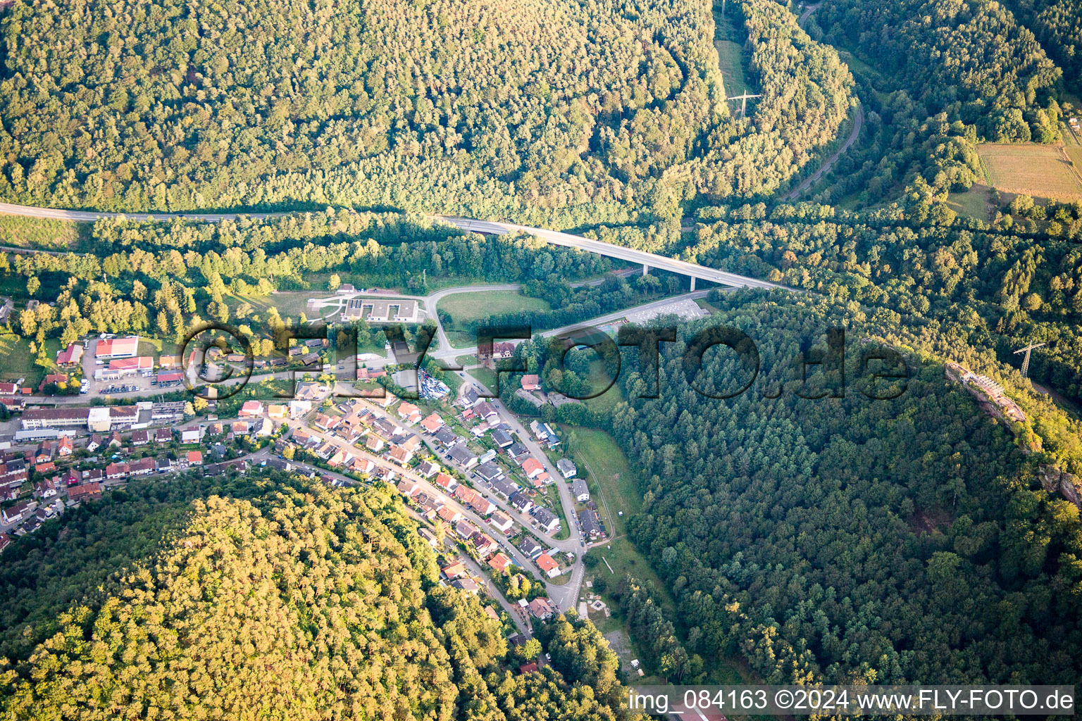 Wilgartswiesen in the state Rhineland-Palatinate, Germany from above