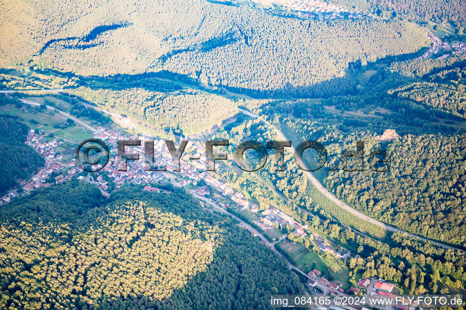 Wilgartswiesen in the state Rhineland-Palatinate, Germany seen from above