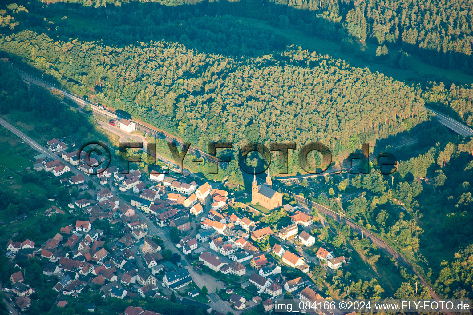 Wilgartswiesen in the state Rhineland-Palatinate, Germany from the plane