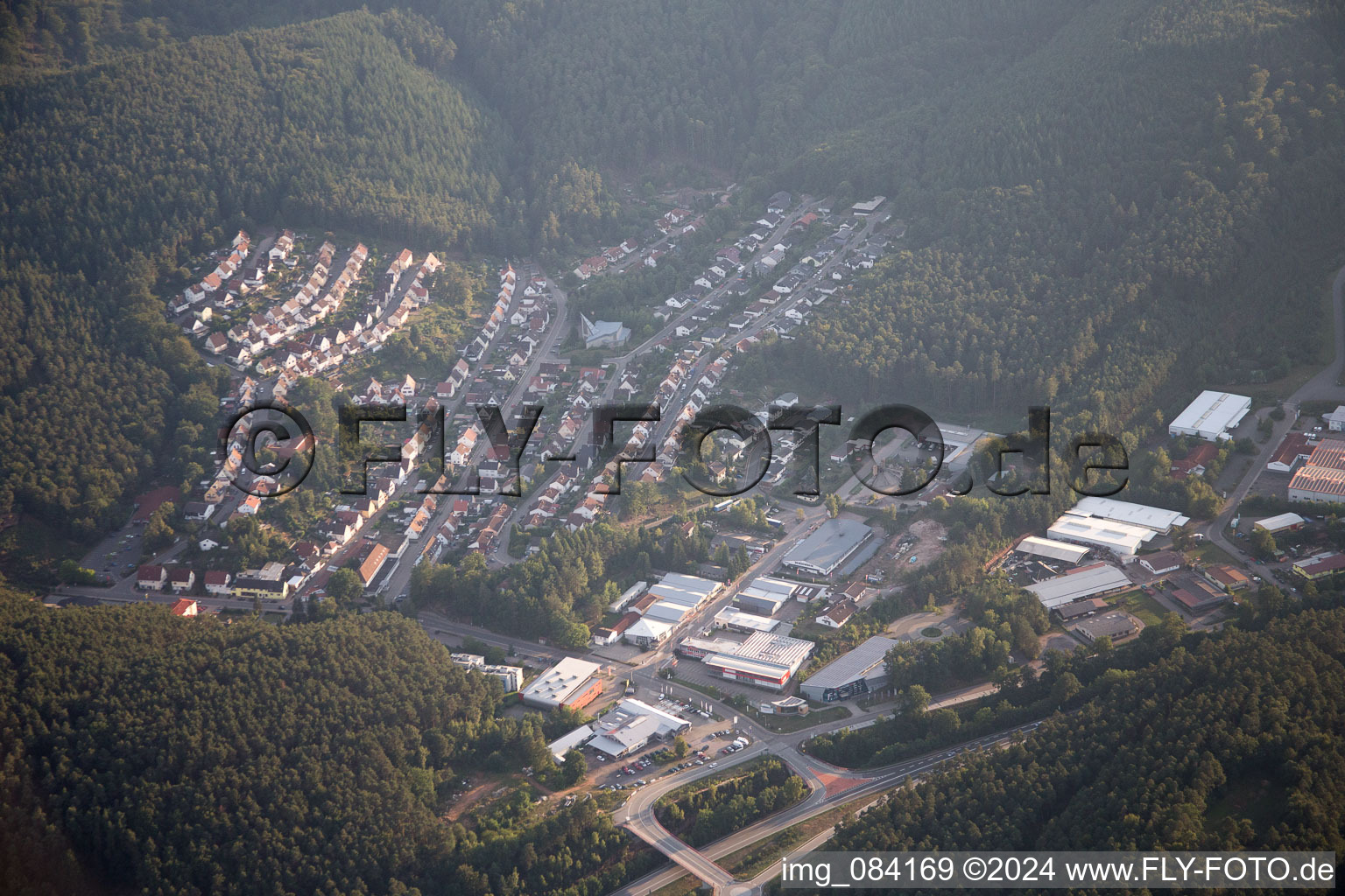 Aerial view of Hauenstein in the state Rhineland-Palatinate, Germany