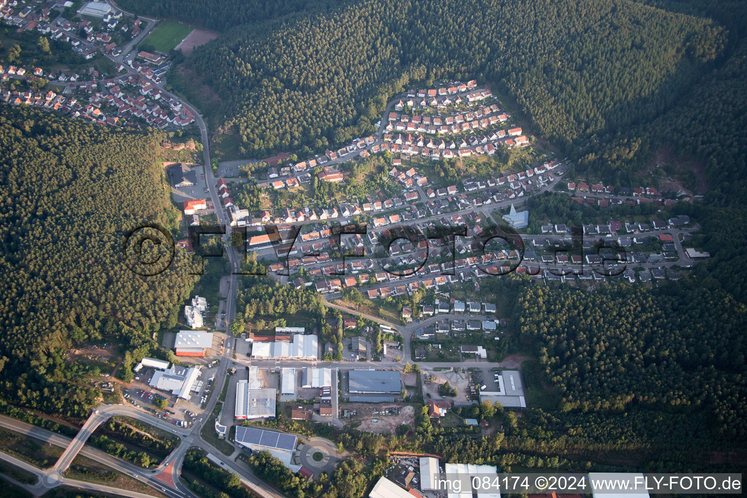 Hauenstein in the state Rhineland-Palatinate, Germany seen from above