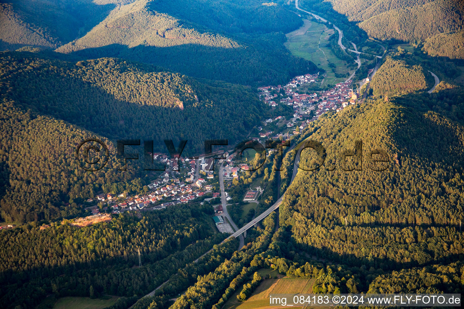 Wilgartswiesen in the state Rhineland-Palatinate, Germany viewn from the air