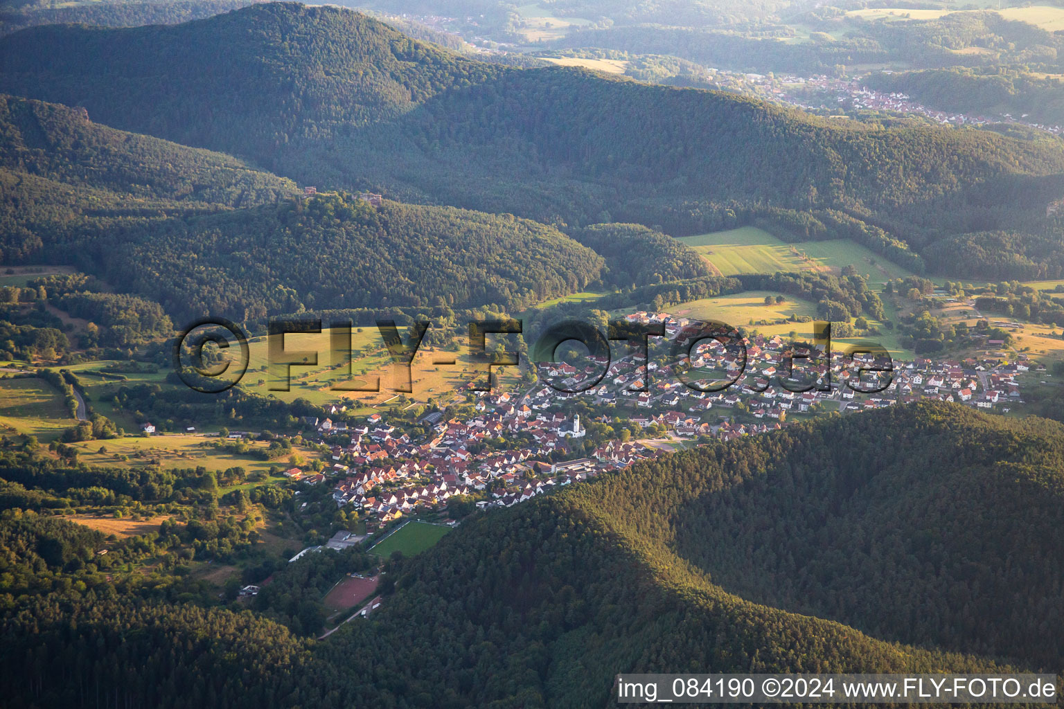 From northeast in Busenberg in the state Rhineland-Palatinate, Germany