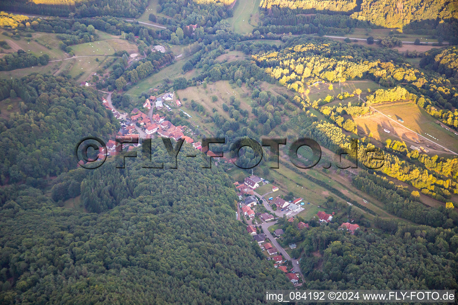 Aerial view of Oberschlettenbach in the state Rhineland-Palatinate, Germany