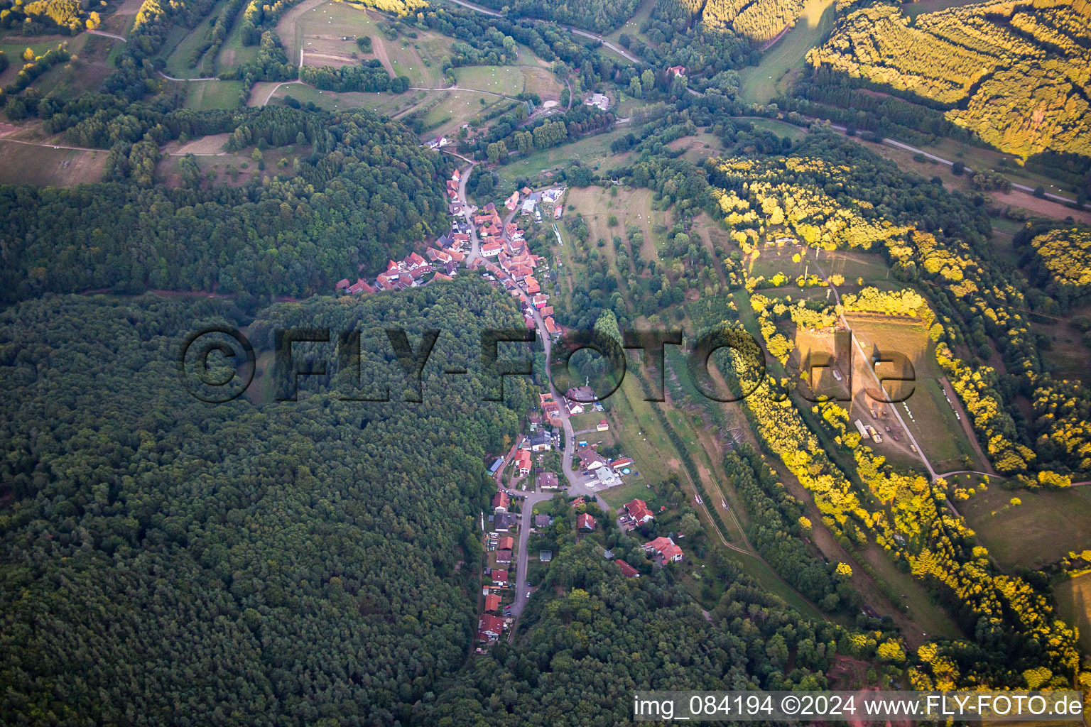 Aerial photograpy of From the northwest in Oberschlettenbach in the state Rhineland-Palatinate, Germany