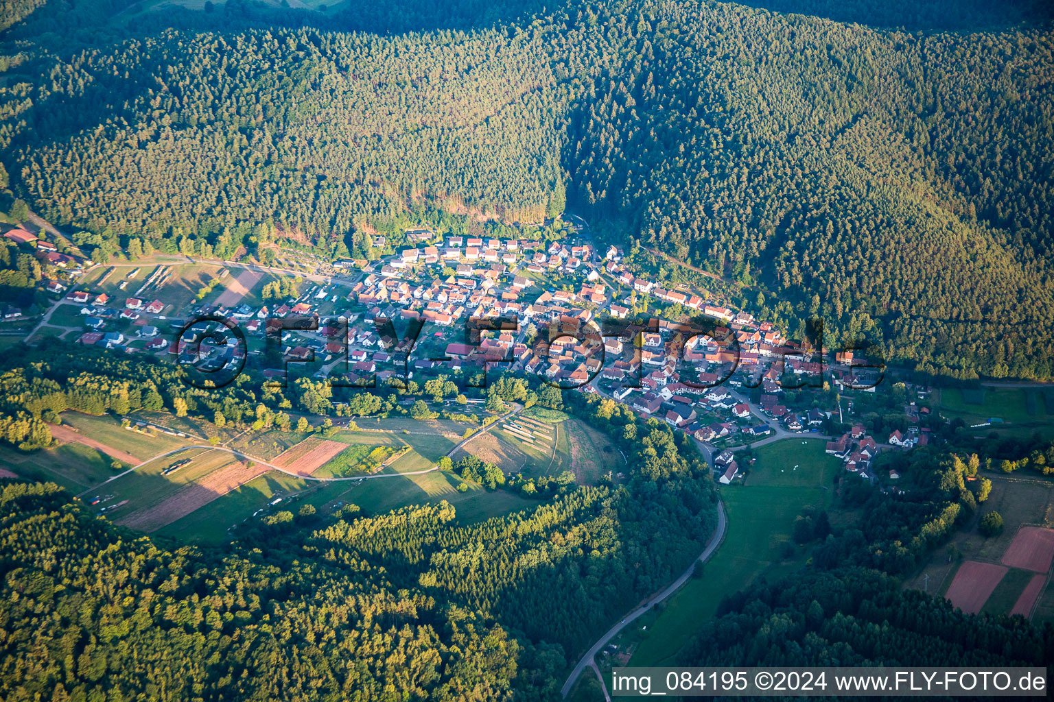 Vorderweidenthal in the state Rhineland-Palatinate, Germany from above